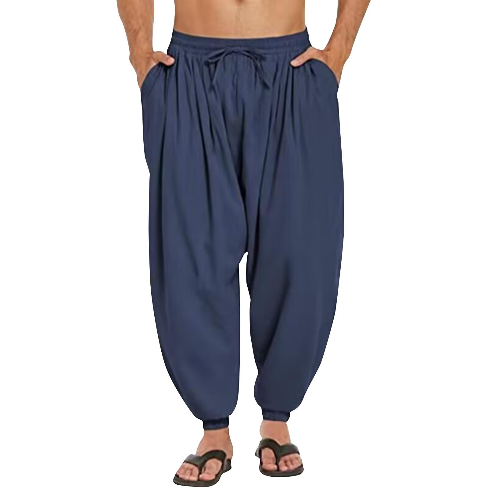 

Мужские летние повседневные удобные свободные укороченные брюки с эластичной резинкой на талии и передним карманом XL