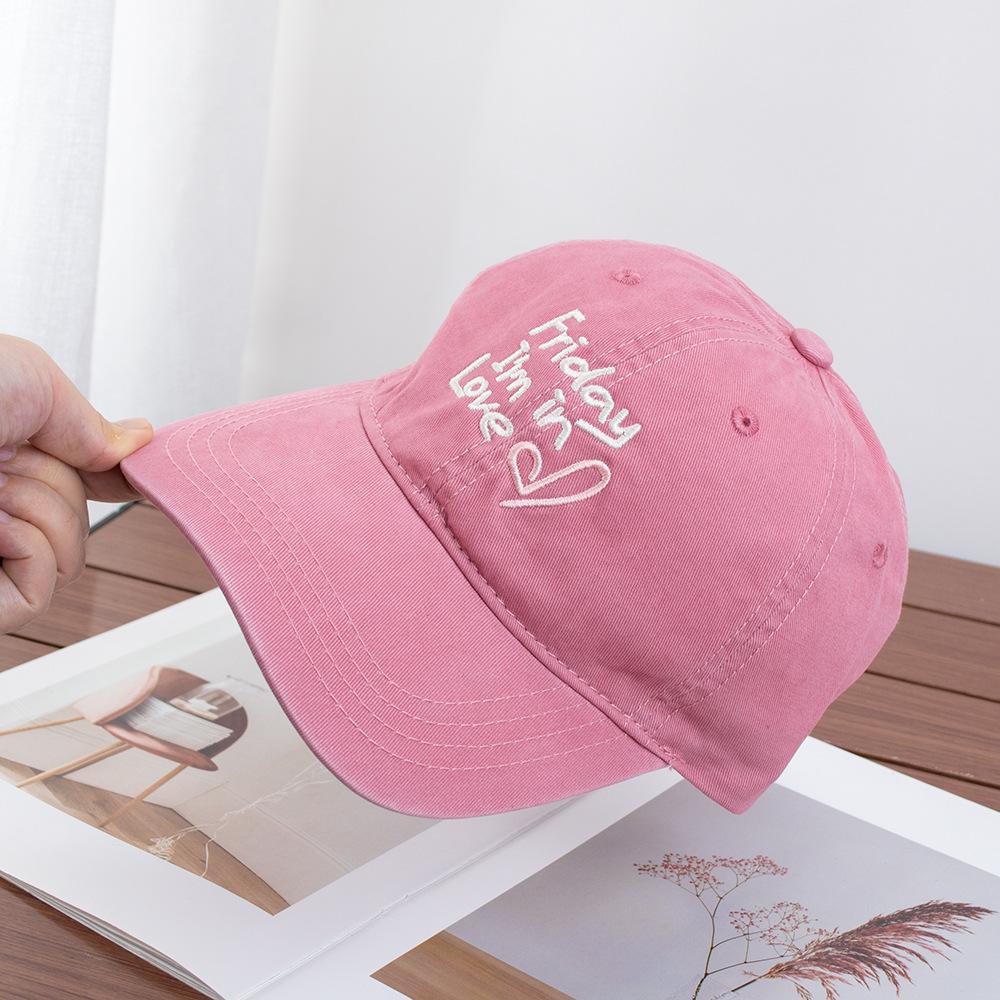 On Friday, I can again, baseball cap, small face, big head circumference, peaked cap, embroidery, love, simple casual sports cap.