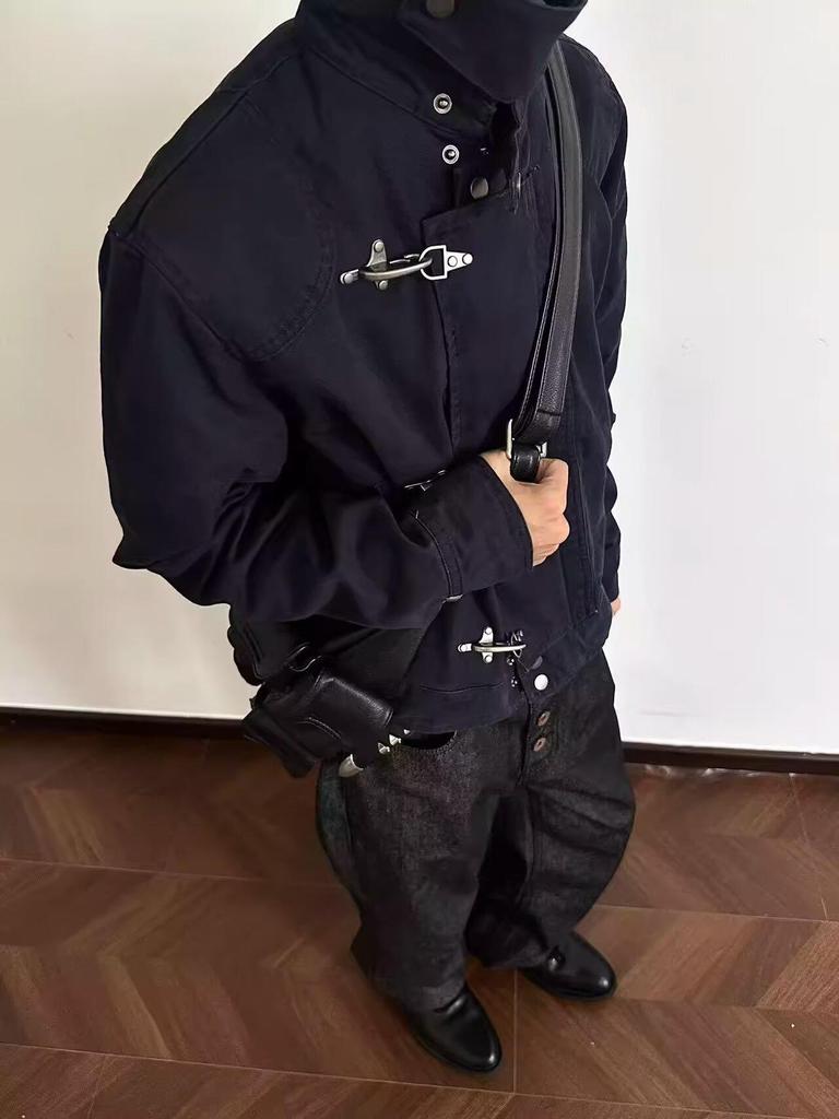 Men's High-End Retro Motorcycle Utility Jacket - Autumn/Winter High Street Vibe Style