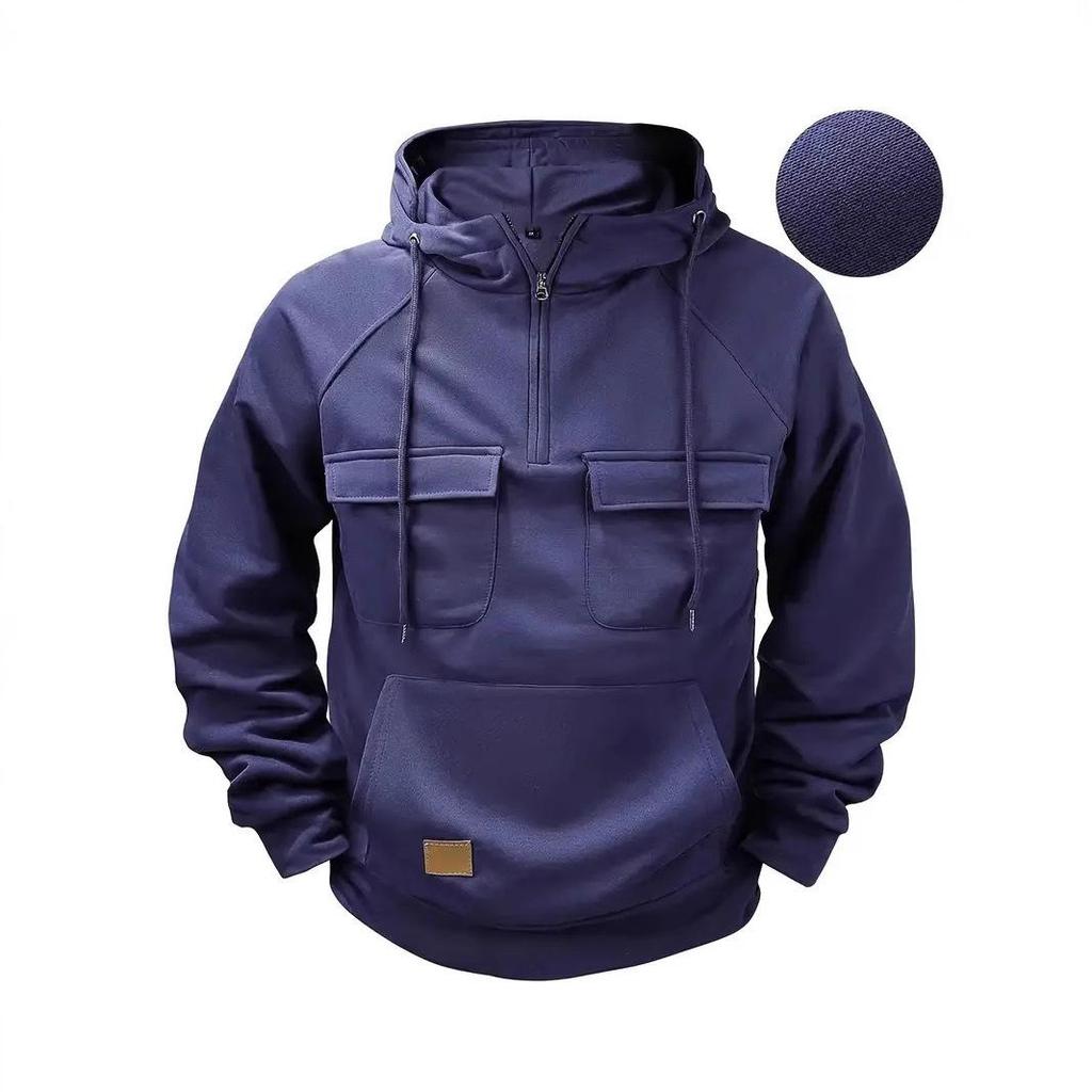 Men's Hooded Solid Color American Style Jacket - Trendy Autumn/Spring Sportswear
