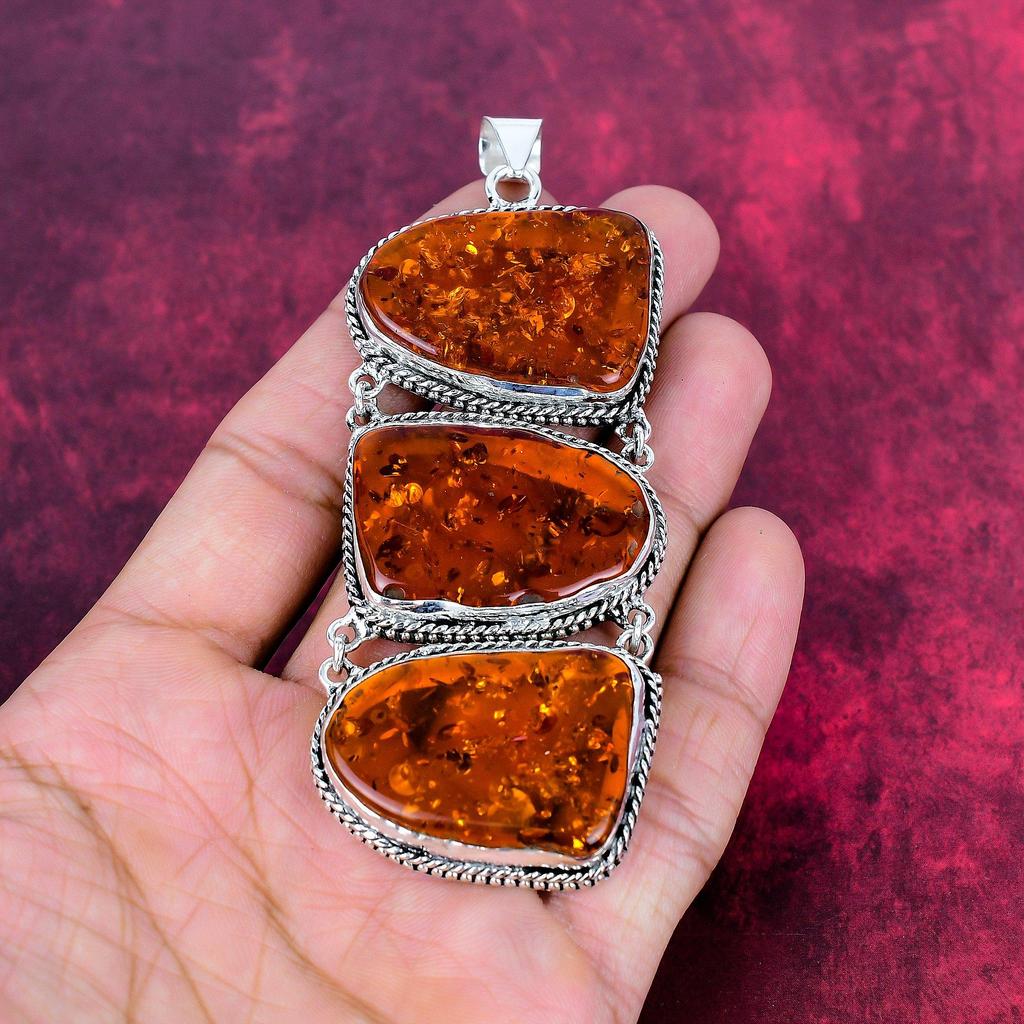 Baltic Amber Pendant, 925 Solid Sterling Silver Gemstone Jewelry, Handmade Pendant Gift For Love