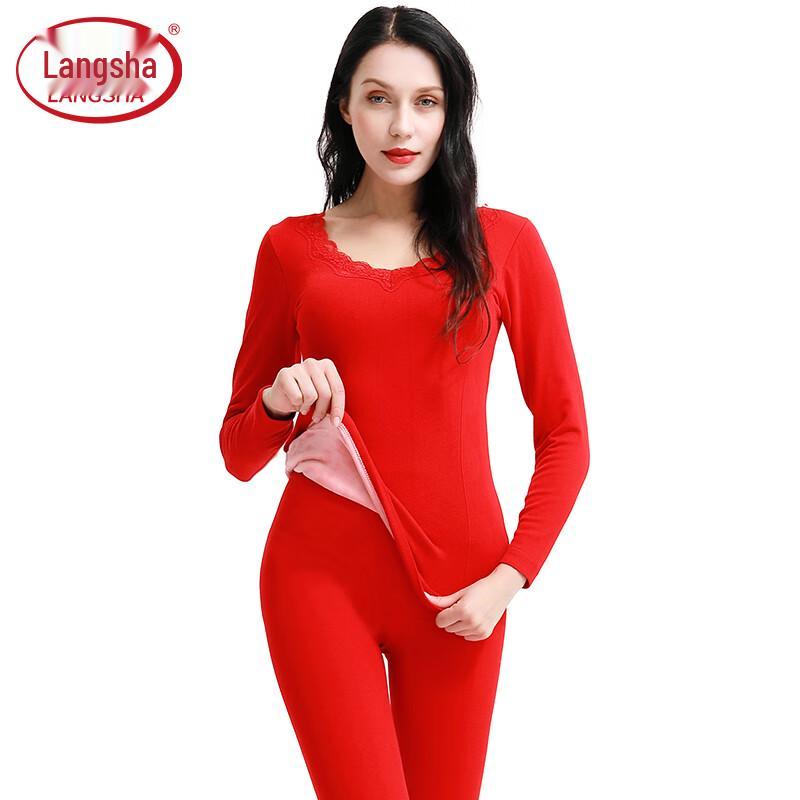 LANGSHA Women's Seamless Thickened Fleece Thermal Base Layer Top