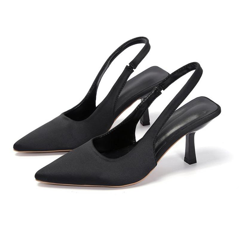 New Summer High Heel Women Sandals Fashion Cover Toe Singbacks Mules Shoes Ladies Elegant Dress Slip On Pumps
