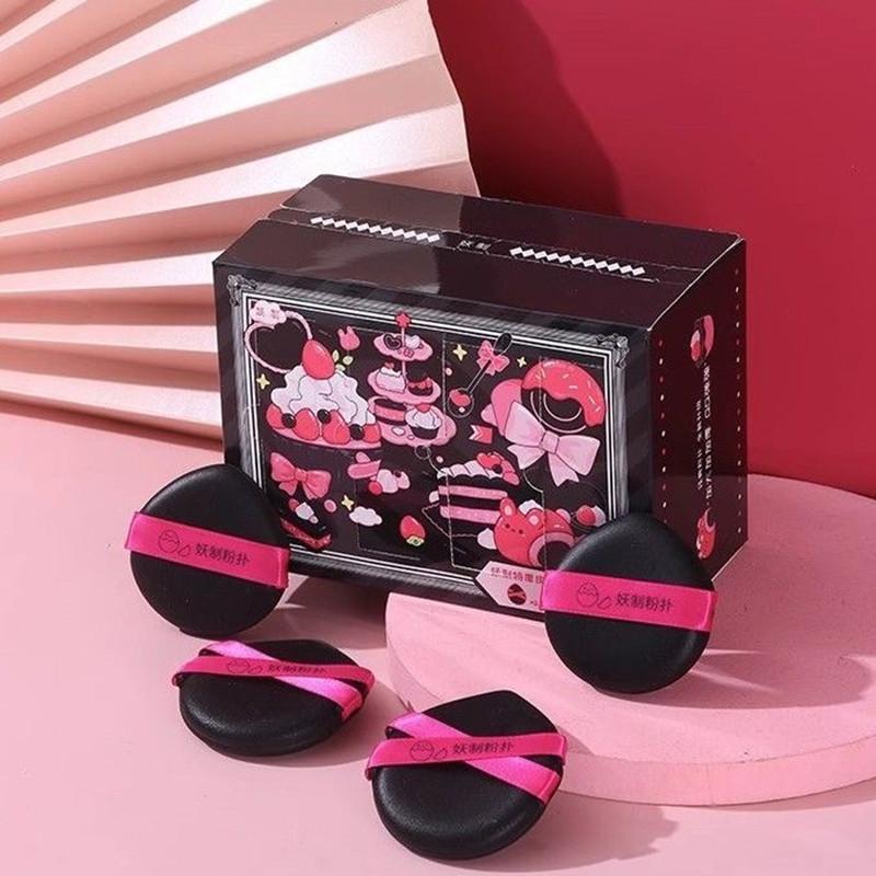 

4 шт. Мягкий черный кожаный кушон-пуховка для нанесения тональной основы, спонж для растушевки макияжа, аппликатор для косметики, аксессуары для красоты