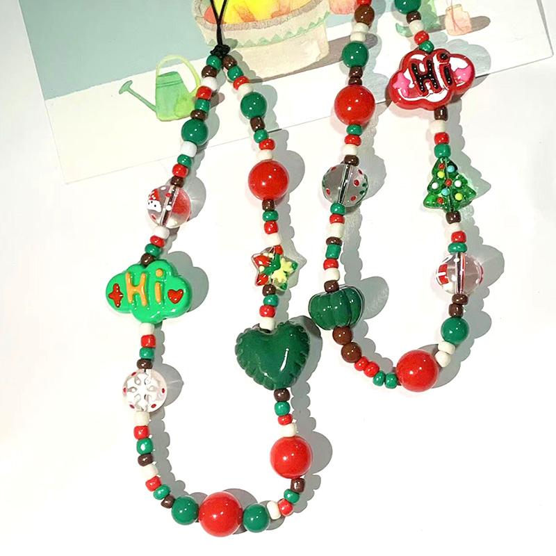 1PC Accessori Perline Portachiavi Carino Uomo Ragazza Natale Catena Per Telefono Gioiello Ciondolo Anti-Smarrimento Acrilico Regalo