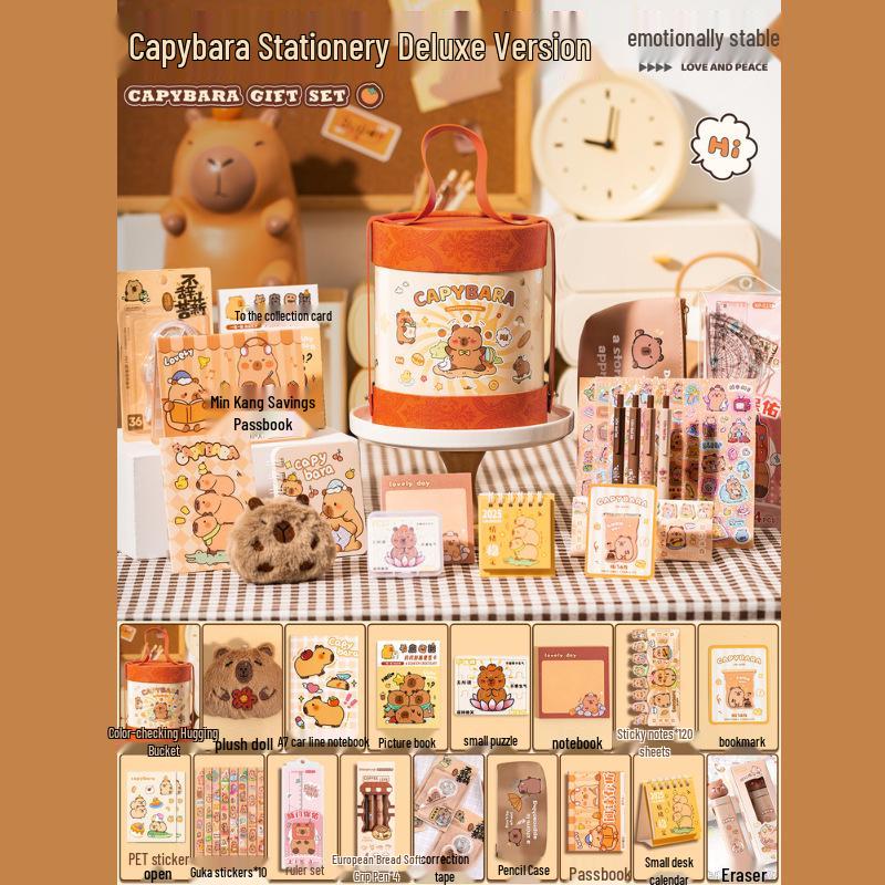 Capybara Souvenir Schreibwaren-Set - Perfektes Geschenk zum Kindertag, Geburtstag oder als Auszeichnung im Kindergarten