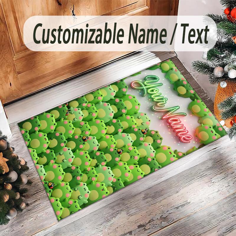 Family Friends Theme Crystal Velvet Rug Personalized Custom Name Text Soft Floor Mat Home Decor