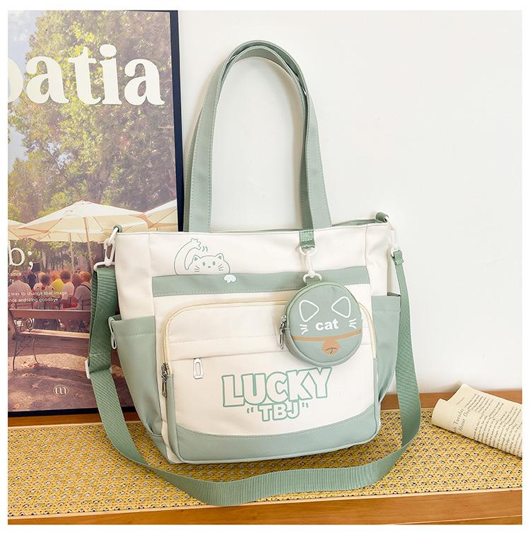 

Сумка через плечо женская простая сумка для отдыха и занятий для студентов большая вместимость сумка-мессенджер с принтом букв зелёный