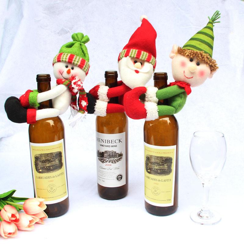 Charming Christmas Home Decoration Santa Snowman Wine Bottle Cover Set For Festive Celebrations