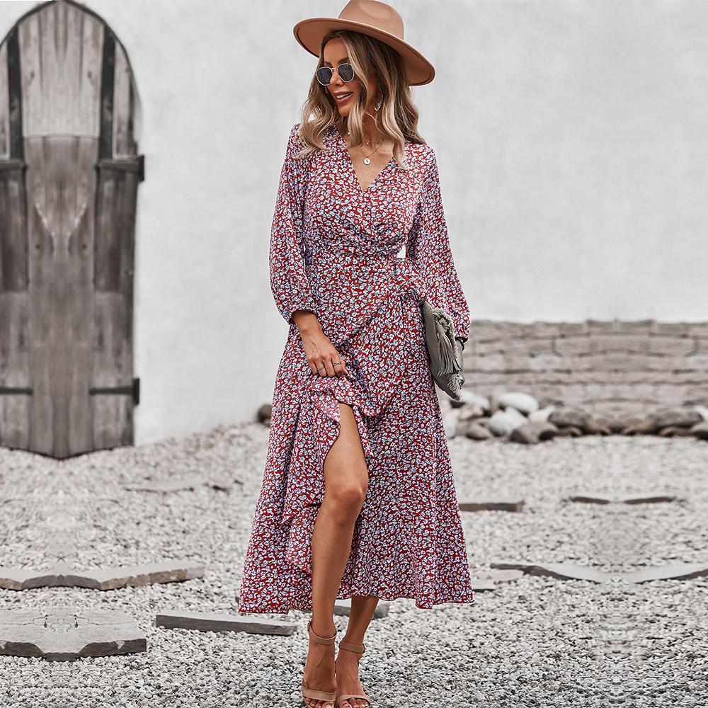 Abito Lungo Chemisier Floreale Per Donna | Stile Bohemien Per Estate E Spiaggia | Taglia Forte XXXL Bianco - 2