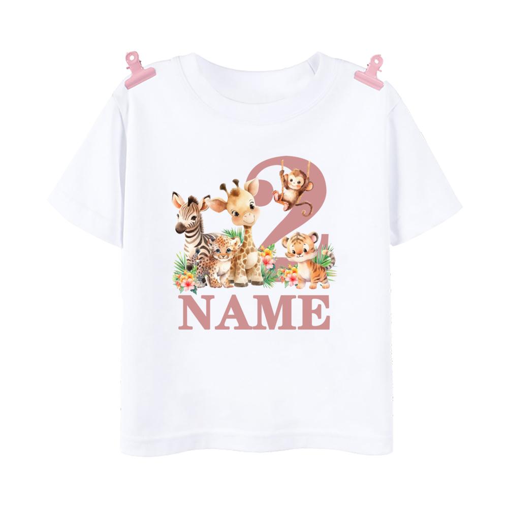 Personalized Birthday Shirt 19 Year Shirt Wild Tee Girls Wild Jungle Theme Party Tshirt Animal with Name Outfit Kids Tops Gift
