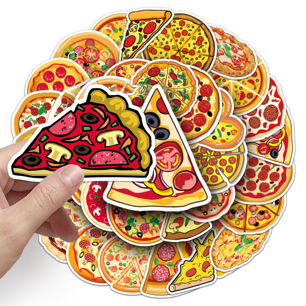 50 Pizza Personalized Cartoon Food Guka Handbook Decoration Guitar Laptop Suitcase Doodle Stickers