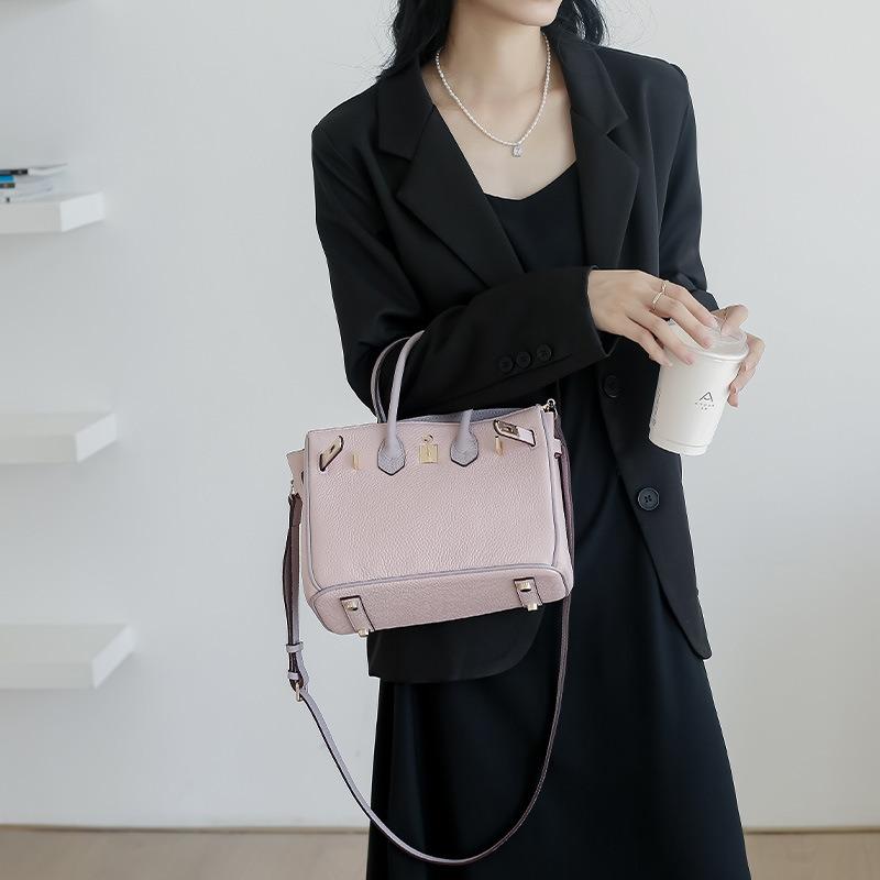 First layer cowhide platinum bag, genuine leather women's bag, large capacity Kelly handbag, women's high-end commuting shoulder messenger bag