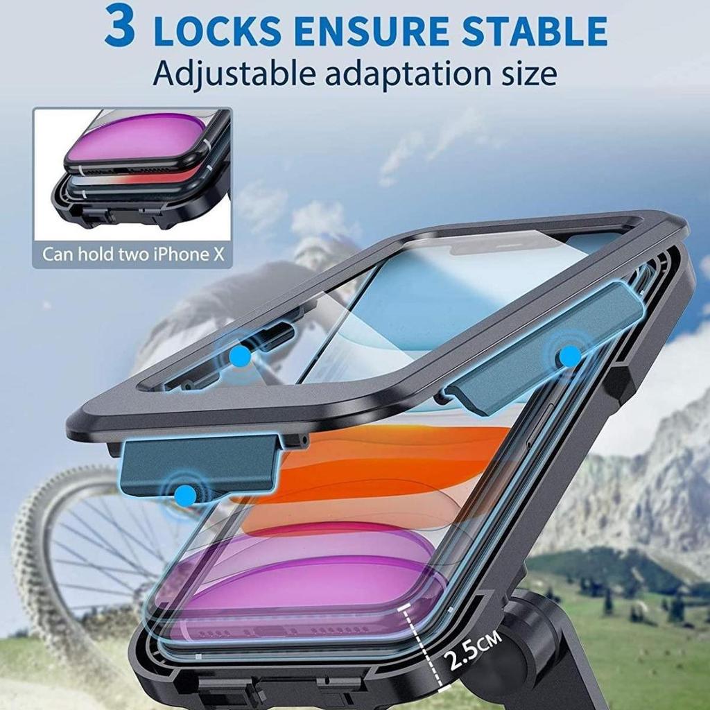Waterproof Motorcycle Bicycle Mobile Phone Holder Universal GPS 360 ° Rotation Adjustable Motorcycle Mobile Phone Holder
