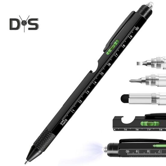 Mehrzweck-Werkzeugstift für Männer, LED-Licht, Schraubendreher, Lineal, Eingabestift, Wasserwaage, Flaschenöffner, Gadgets, 9-in-1-Multitool-Stift