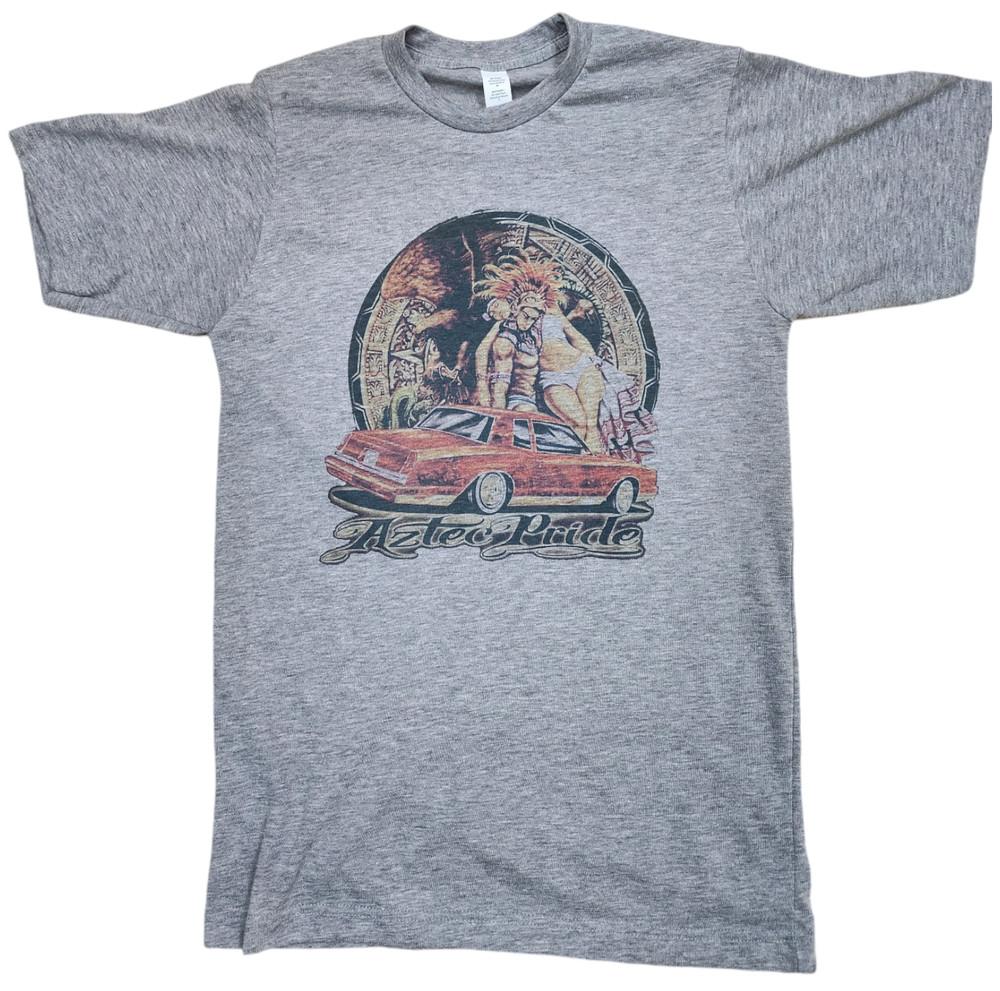 

Aztec Pride men039s Tshirt color gray Chicano Mexican California Style Chevy Unisex T-Shirt M