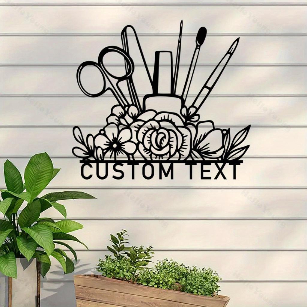 Metal Wall Art Nail Tech Sign Personalized Shop Name Decor Hot Sale