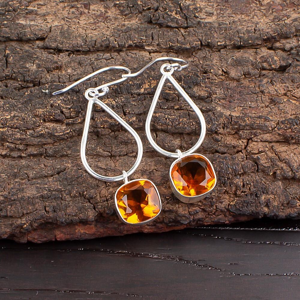 

Citrine Gemstone 925 Sterling Silver Handmade Jewelry Statement Earrings 1.90 EE-7-2