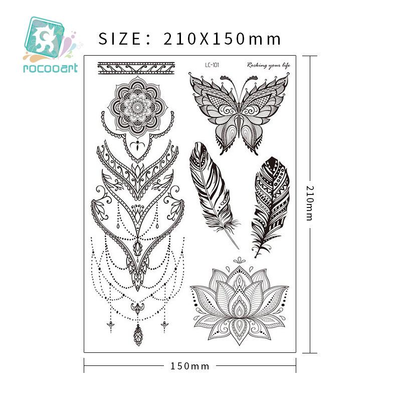 Mandala Flower Temporary Tattoo Sticker - Retro Hand & Collarbone Design