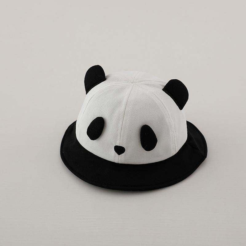 Niedlicher Panda-Baby-Beckendeckel, Farbe Patchwork, Kinder, Sonnenschutz, Fischerhut, Cartoon, Kinder, Baumwolle, atmungsaktiv, Visiere, 6–18 M, Jungen und Mädchen