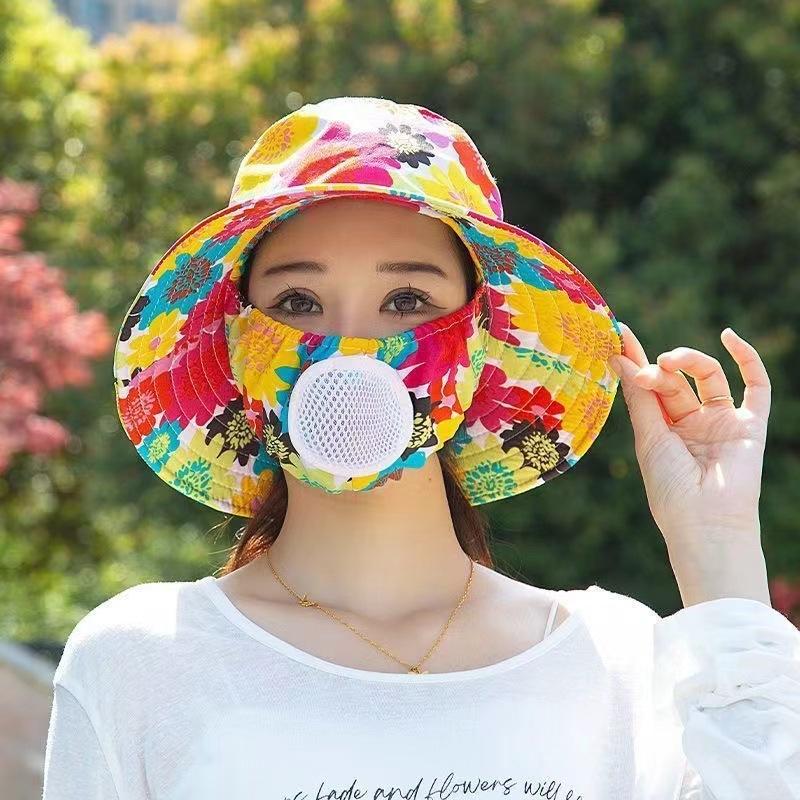 Chapeau de soleil d'été chapeau seau chapeau avec masque intégré protection solaire d'été chapeau de soleil protection solaire extérieure chapeau pour le visage