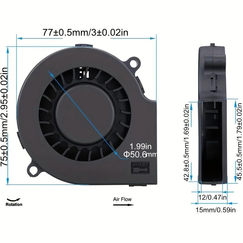DC 5V 7515 Dual Ball Centrifuge Radial Cooler 7cm 70mm USB Computer Cooling Fan 75x15mm Brushless Turbo Blower