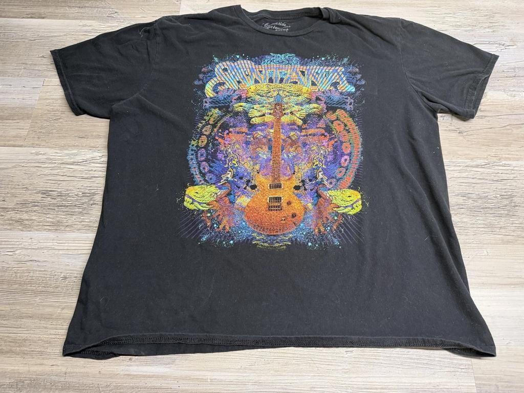 Carlos Santana Merchandising Maglietta Grafica Psichedelica Trippy con Chitarra Taglia XL