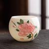 Hand Drawn Relief Sheep Fat Jade High End Ceramic Tea Cup Single Cup