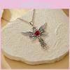 Elegant Blue Evil Eye Pendant With Alluring Cross And Wing Details For Men Women And