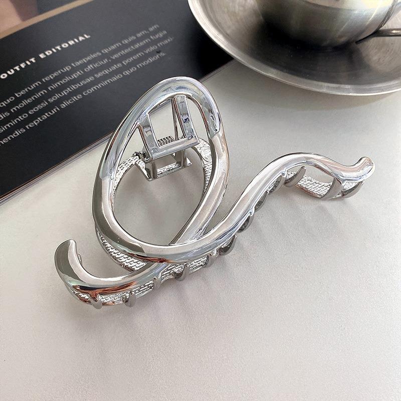 1pc Fashion Minimalist Metallic Hair Claw Clips Curved Designs Perfect for Chic Updos Daily Elegance Trendy Hair Accessories