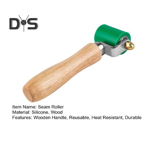 Silicone Seam Roller with Wooden Handle Ergonomic Design Durable Structure Heat-Resistant Portable Quick Pressing Roller