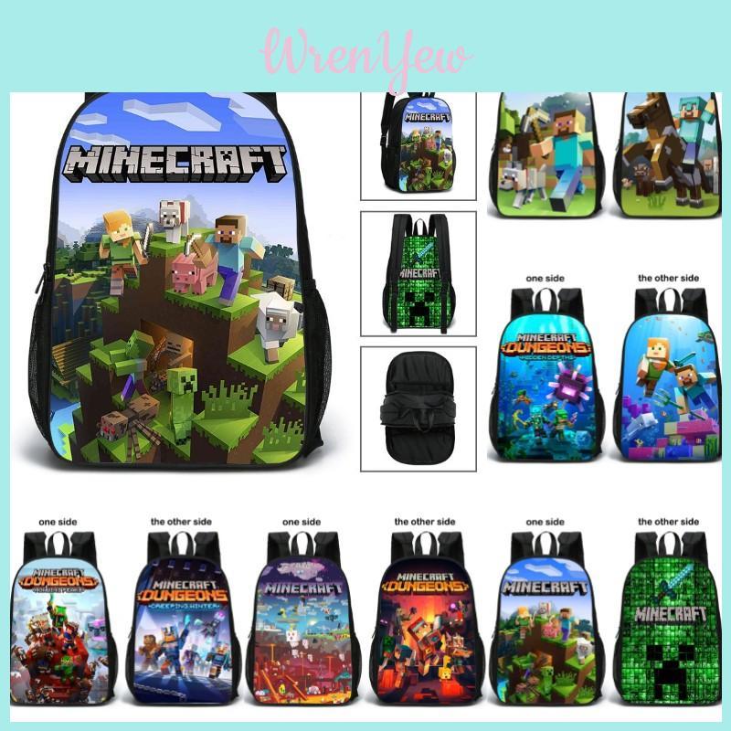Minecraft School Bag Double-sided Backpack For Students With Decompression Feature
