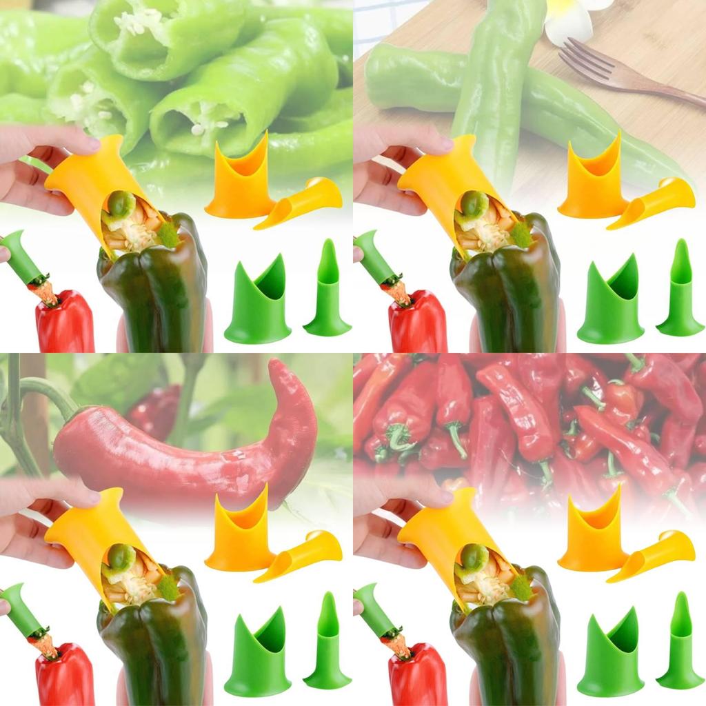 Colorful Pepper Coring Tool Set For Kitchen Two Pieces High-quality Pp Material
