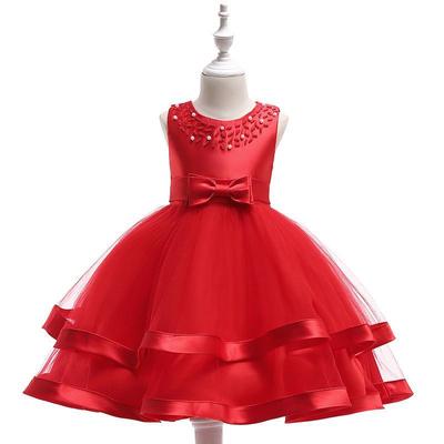 Children Clothing Bead Mesh Flower Girl Dresses For Wedding Clothes First Communion Princess Dress Baby Tutu Costum