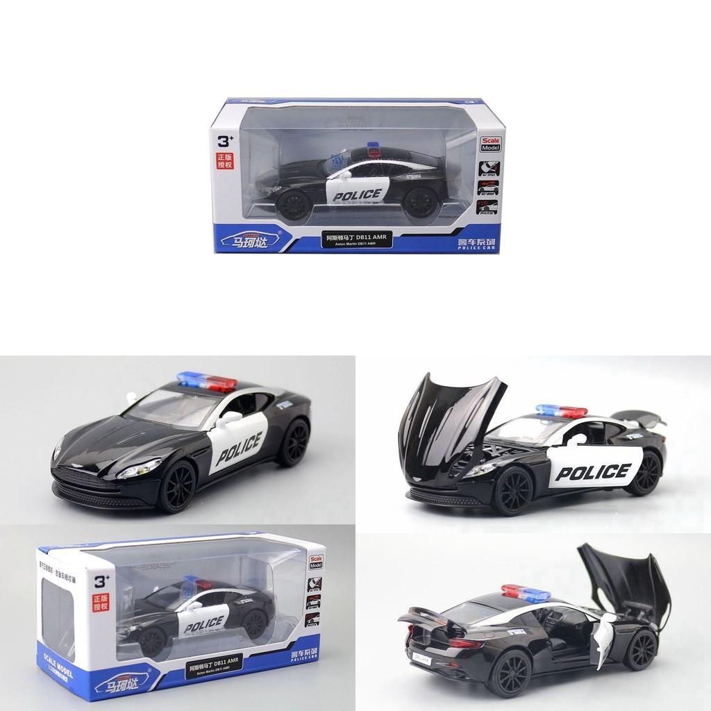 132 Aston Martin Alloy Car Model Police Car With Sound Light For Collector