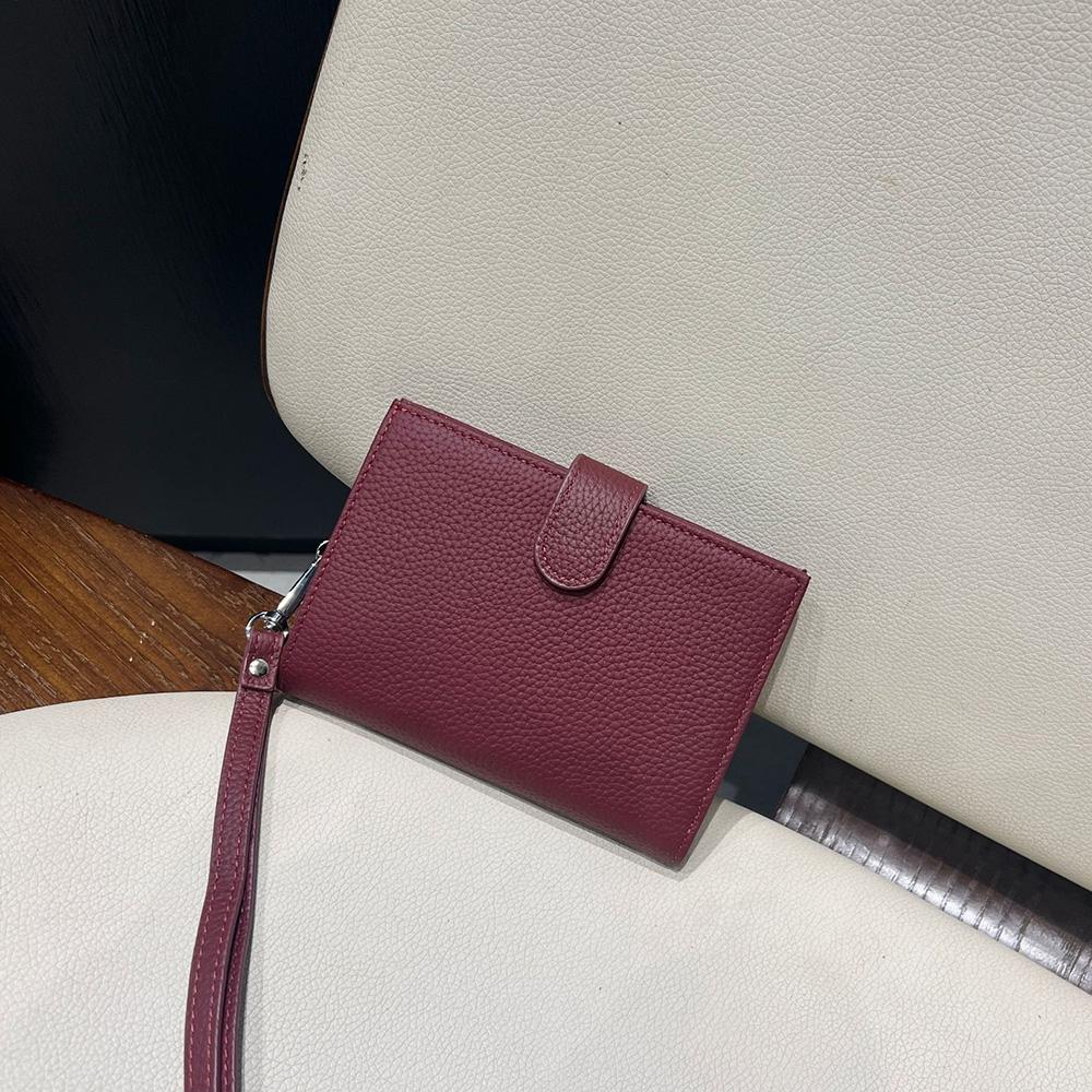 2025 Genuine Leather Women Wallets With Leather Hanging String First Layer Of Cowhide Passport Cards Holder Portable Short Purse