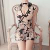 Sexy lingerie sexy perspective nightgown seduction retro hollow embroidered cheongsam uniform seduction