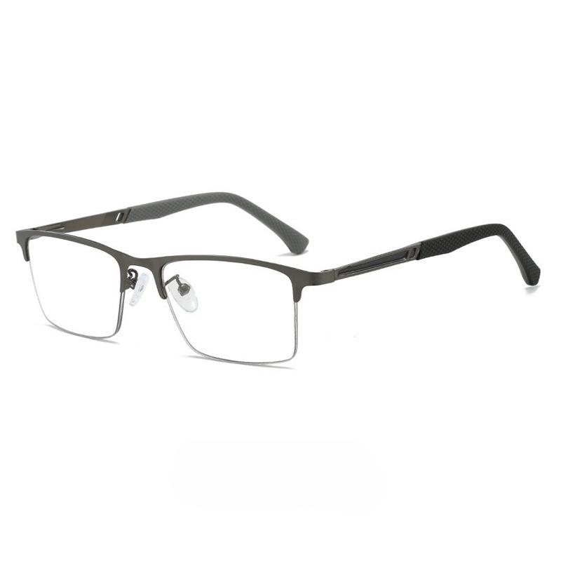 Men's Half-frame Business Reading Glasses Anti-blue Light Anti-fatigue Metal Frame Presbyopia Glasses +1.0 To +4.0