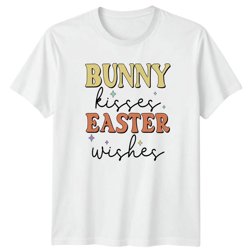 Bunny Kisses Easter Wishes TShirt Groovy Bunny Retro Holiday Apparel S