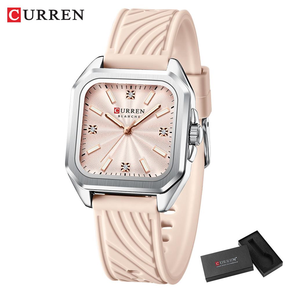 CURREN Fashion Square Women Watches Casual Silicone Strap Quartz Watch for Girls Clock Reloj Mujer With Box