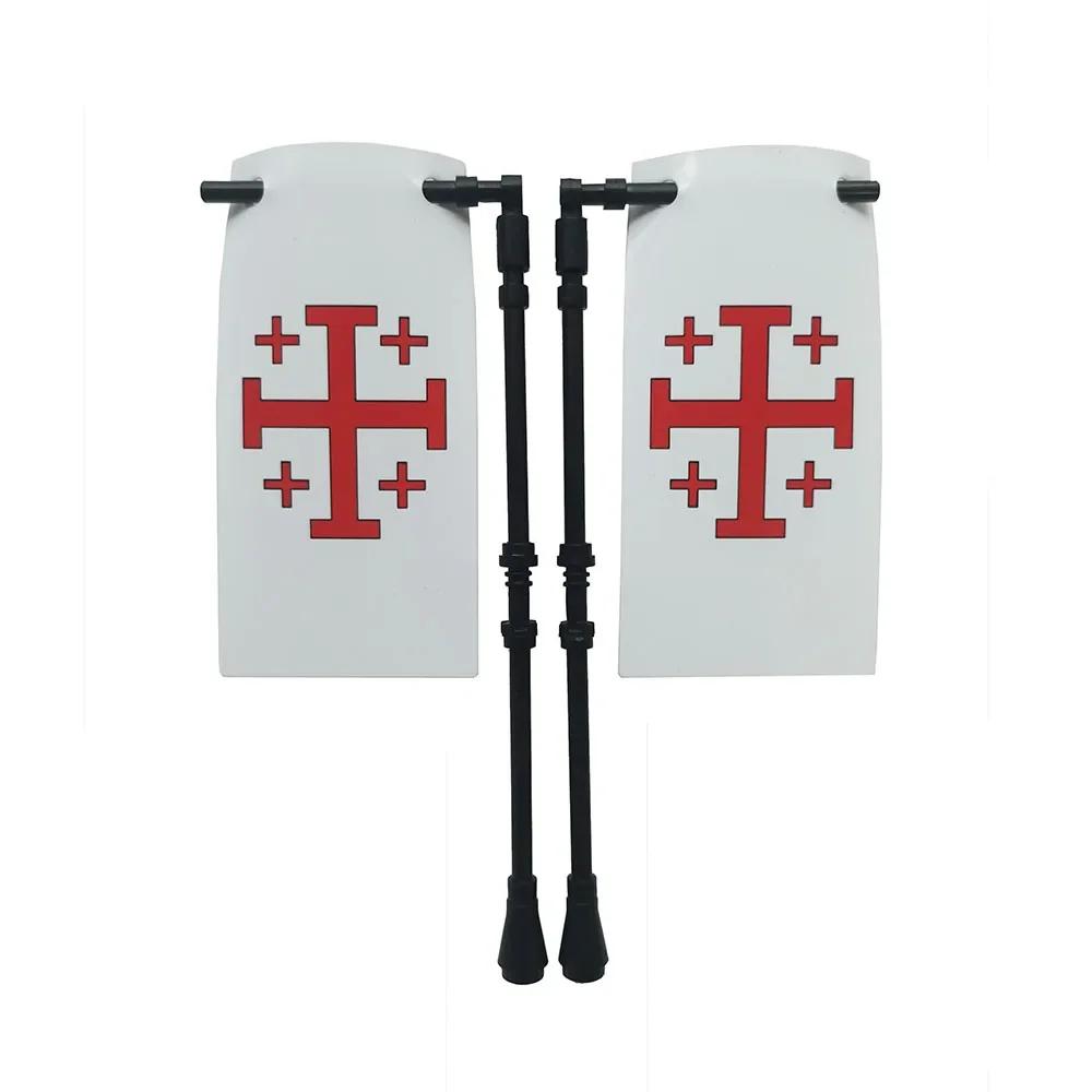 Klocki Budowanie Flag Miasta-Państwa Średniowieczne Postać Wojskowa Flaga Broń Starożytne Święte Cesarstwo Rzymskie Jerozolima Rycerz Świętego Łazarza Legion Zabawka