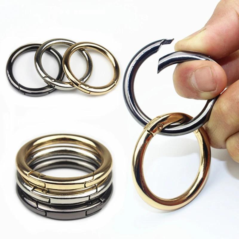 10/50 Stück Metall O-Ringe Federkarabiner für DIY Schmuck Offene Runde Karabiner Schlüsselanhänger Taschenclips Haken Hundeleinen Schnallen Verbinder