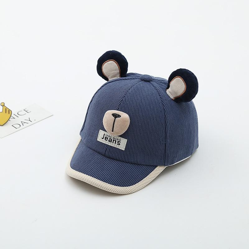 Cartoon Bear Ear Baby Baseball Hat Spring Cotton Toddler Boy Girl Duck Tongue Cap Korean Solid Color Kids Sun Visor Hats