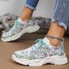 2023 New Style Women's Casual Flower Sports Shoes with Upturned Lace-Up Design