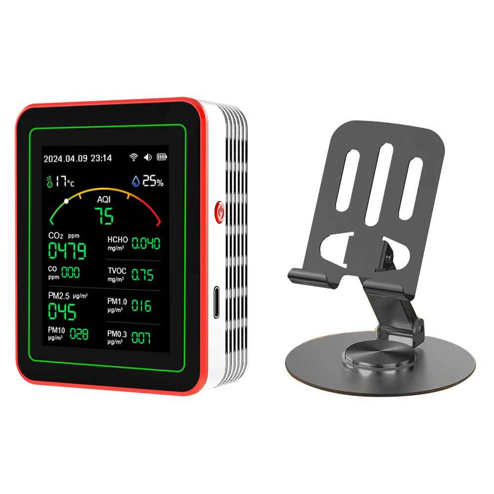 

Монитор качества воздуха 15-в-1: Обнаружение формальдегида, CO2, PM2.5/PM1.0, температуры и влажности