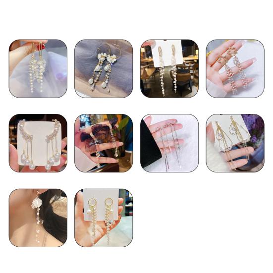 1 Pair Lady Dangle Earrings Imitation Pearl Rhinestone Durable Flower Tassel Luxury Drop Earrings