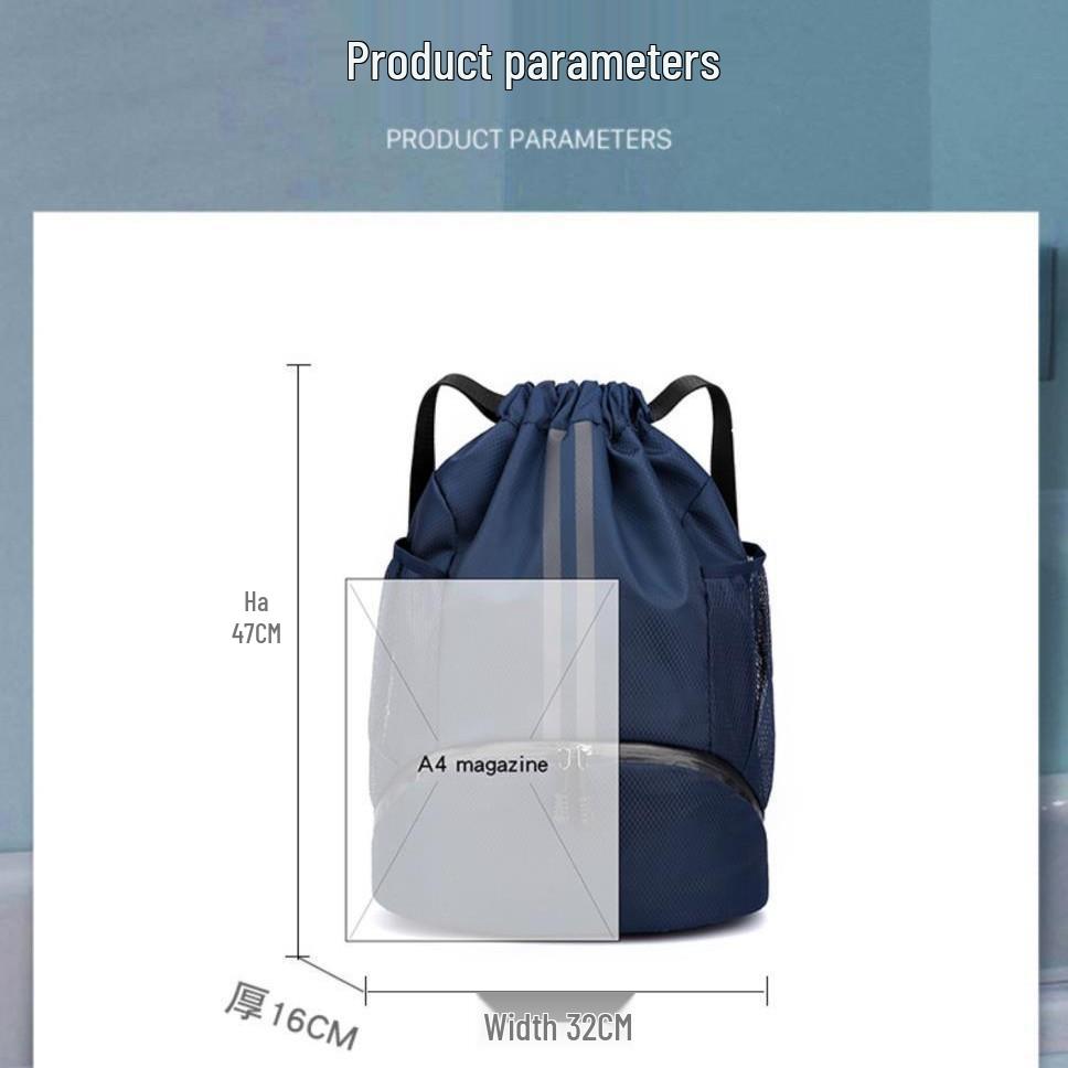 Sportbeutel mit Kordelzug und Nass- und Trockenfächern für Basketball, Fußball, Schwimmen - Unisex Leichter Rucksack