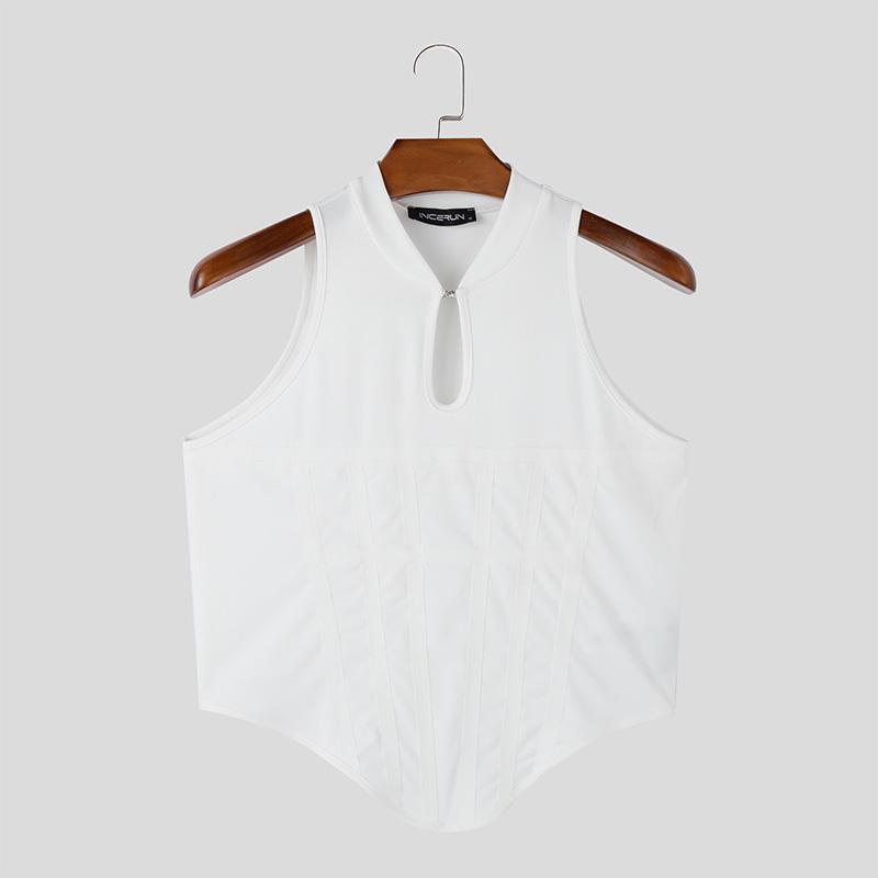 INCERUN Letnie męskie bezrękawniki nieregularne ściągacze wąskie swobodne obcisłe krótkie topy