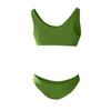 Women's Casual Macaron Color Crinkle Cloth Solid Bikini Split Swimsuit