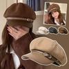 Retro British Style Beret for Women, Versatile Octagonal Newsboy Cap for Big Head Circumference Spring Autumn Hat